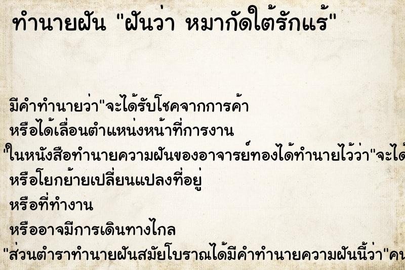 ทำนายฝัน ฝันว่า หมากัดใต้รักแร้ ทำนายฝัน ฝันว่า หมากัดใต้รักแร้